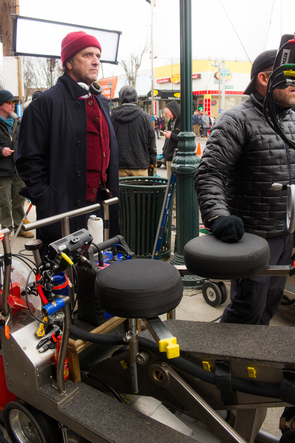 The crew gets ready for a shot