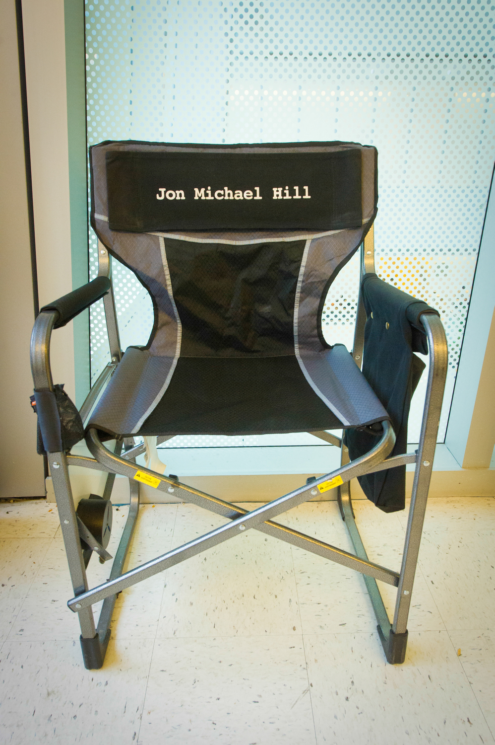 Jon Michael Hill's chair on set