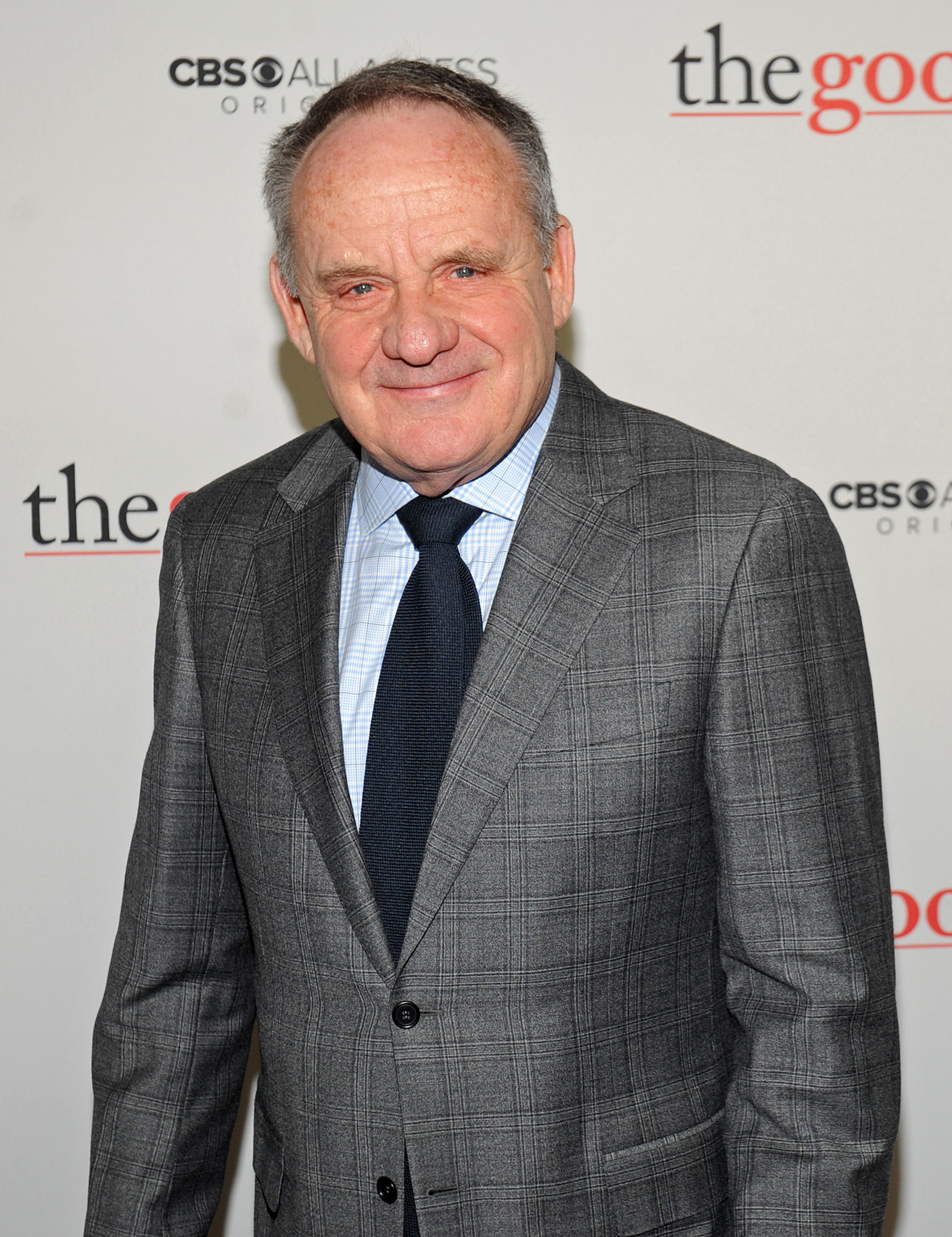Paul Guilfoyle wears a sharp grey suit on The Good Fight red carpet.