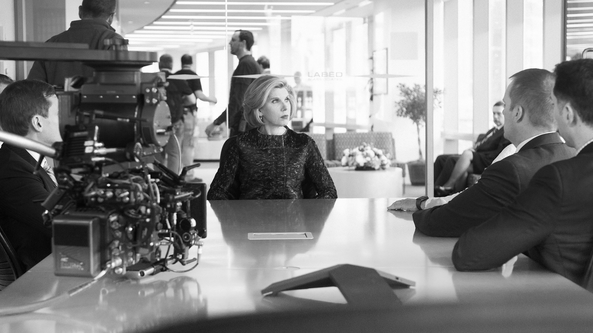 All eyes are on Christine Baranski as the cameras roll.