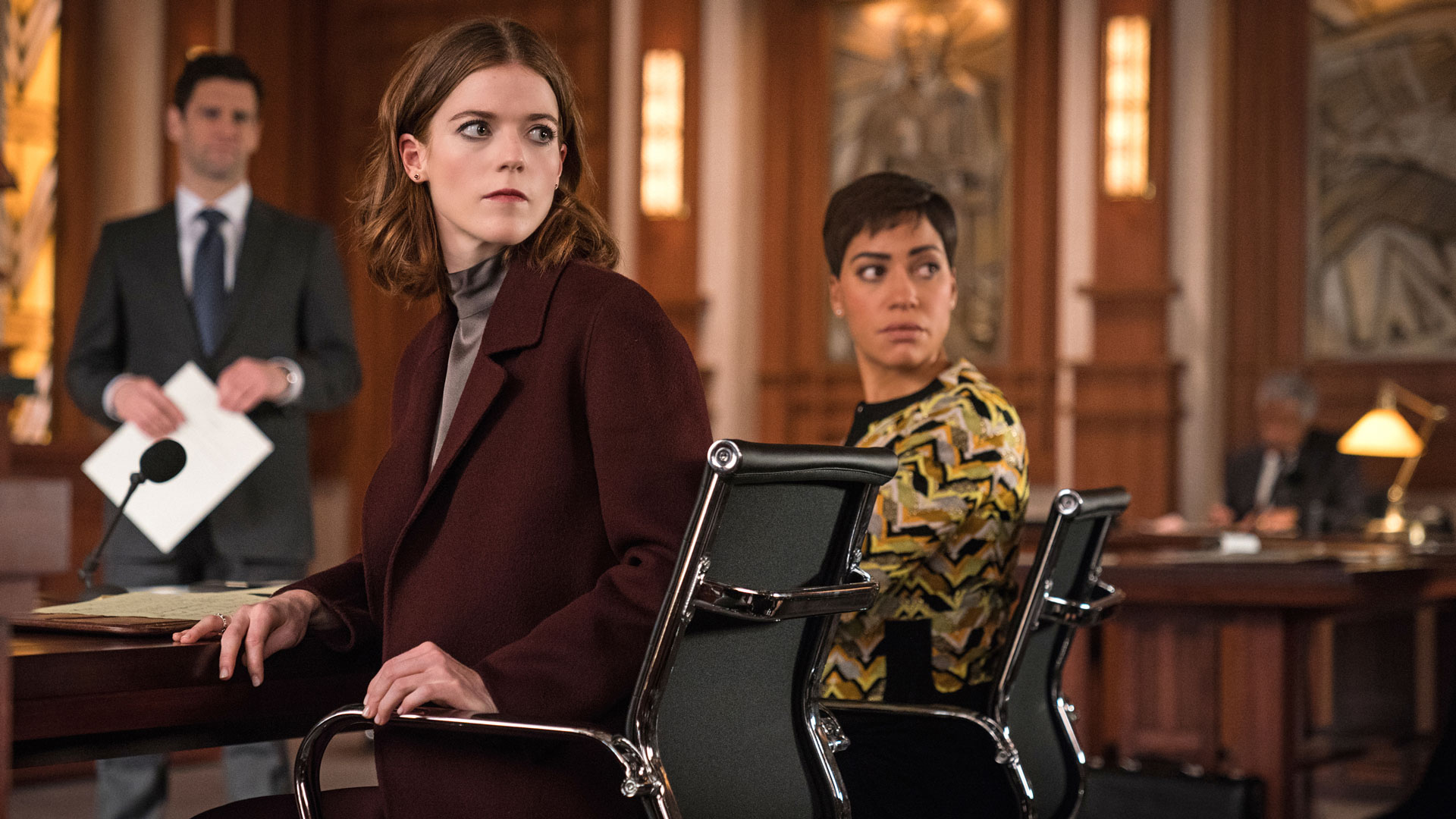 Colin Morello (Justin Bartha), Maia Rindell (Rose Leslie), and Lucca Quinn (Cush Jumbo)