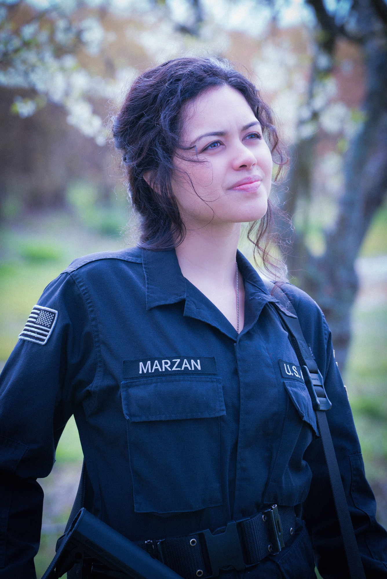 Dariela Marzan assesses the team's surroundings. 